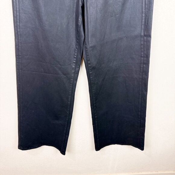Joe's Jeans Black Mia Wide Leg Coated Pants Stretch Size 33 - Picture 4 of 8
